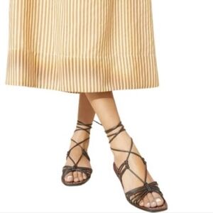 Loeffler Randall Brown Knotted Romy Square Toe Leather Sandals